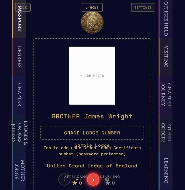 Masonic Passport cover page